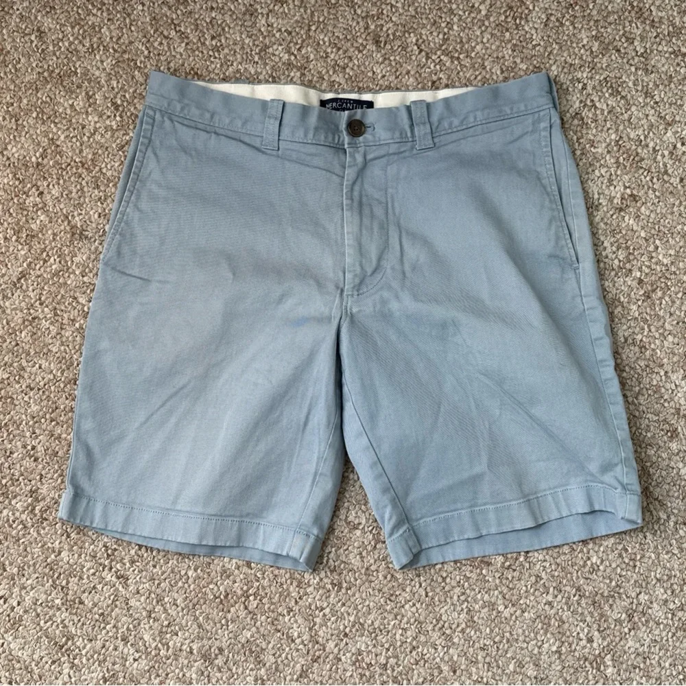 J.Crew Men's Light Blue Flat Front Mercantile Flex Chino Shorts 31